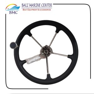 73062-BK-B STEERING WHEEL SS304 15-1/2" RUBBER W/BALL